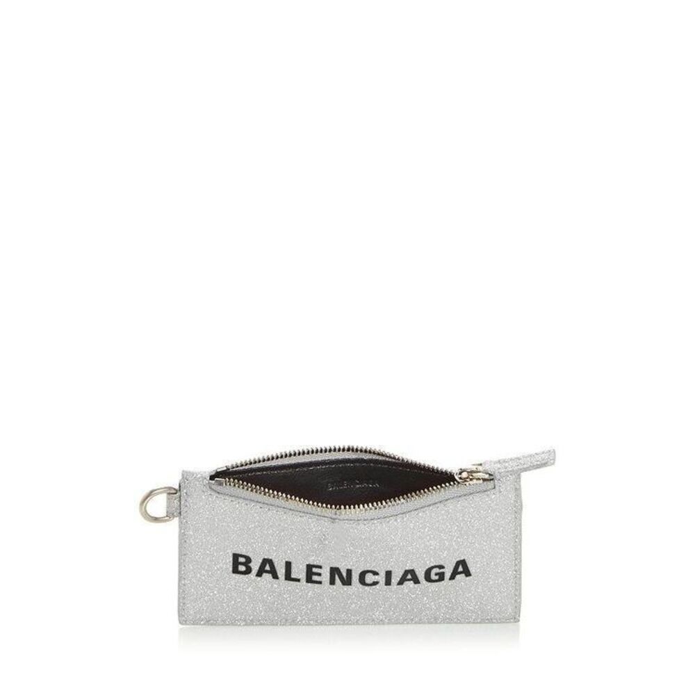 Balenciaga Accessories Wallet Leather Cash Glitter Card Case Silver - Picture 2 of 4